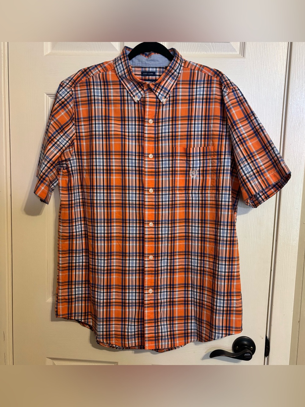 Chaps Orange Plaid Short-Sleeve Button-Down Shirt